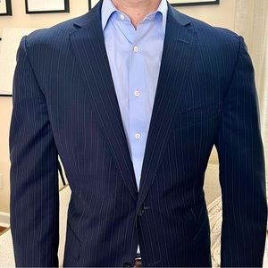 Ermenegildo Zegna Blue Pinstripe Tapered Blazer 44